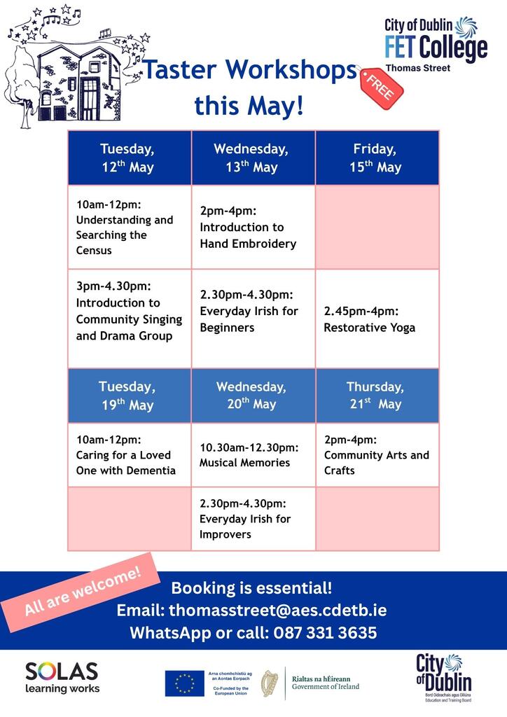 Taster Workshops this May! (1)